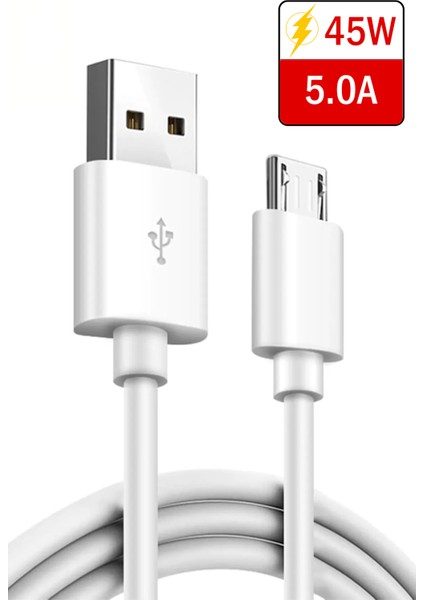 5A 45W 1 Metre Şarj ve Data Kablosu - Micro USB