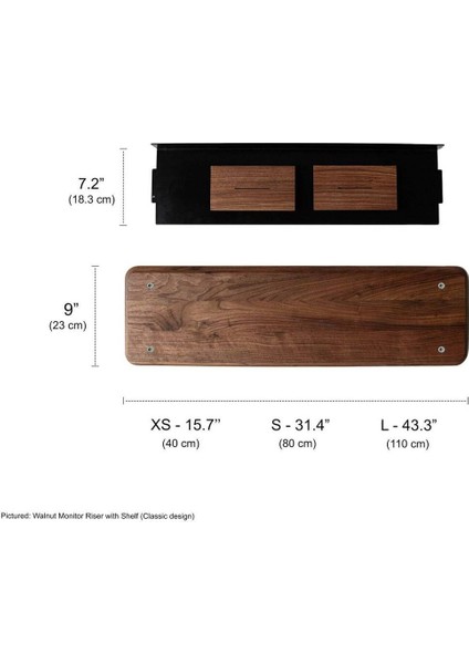 Ahşap Masa Raf Monitör Standı Depolama ile Masif Ahşap Monitör Yükseltici - 110 cm
