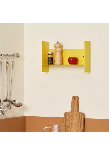 Dekoratif Metal Duvar Rafı - 45X15 - Sarı