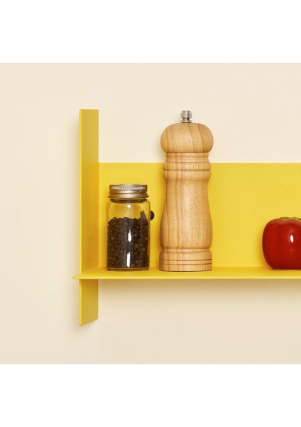 Dekoratif Metal Duvar Rafı - 45X15 - Sarı