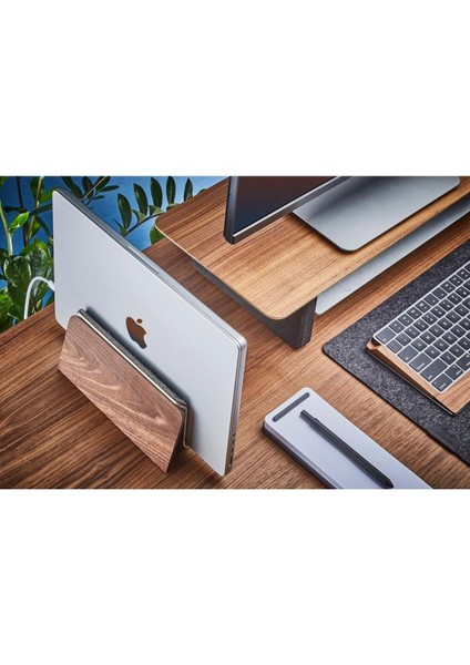 Grovemade Dikey Macbook Istasyonu - Premium Dikey Laptop Standı - Dizüstü Bilgisayar Tutucu - Ceviz
