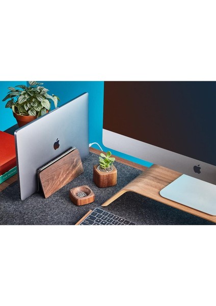 Grovemade Dikey Macbook Istasyonu - Premium Dikey Laptop Standı - Dizüstü Bilgisayar Tutucu - Ceviz