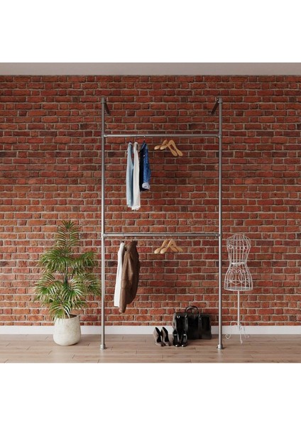 Endüstriyel Elbise Askılığı - Açık Gardrop Metal Elbise Teşhir Askısı - Butik Teşhir Rafı-22