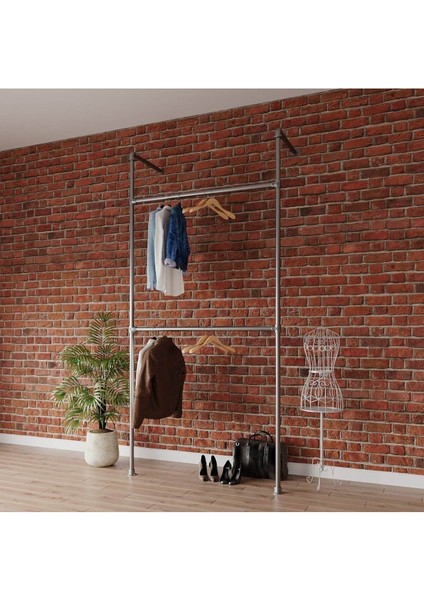 Endüstriyel Elbise Askılığı - Açık Gardrop Metal Elbise Teşhir Askısı - Butik Teşhir Rafı-22