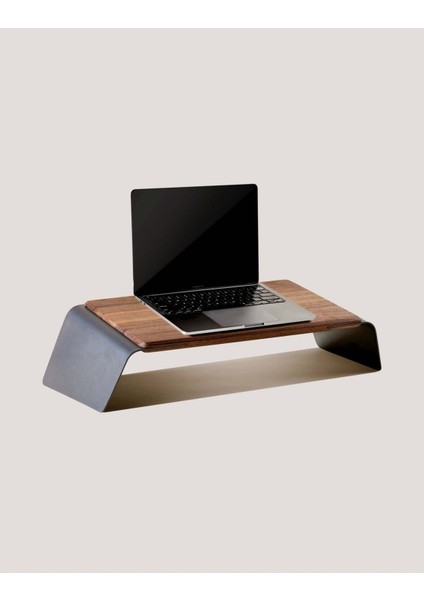- Premium Laptop Standı - Ergonomik Metal-Ahşap Laptop Sehpası - Ceviz
