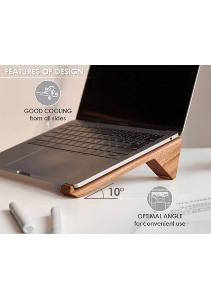 Masa Için Ahşap Dizüstü Bilgisayar Yükseltici, macbook Standı, Dizüstü Bilgisayar Tutucu Masa