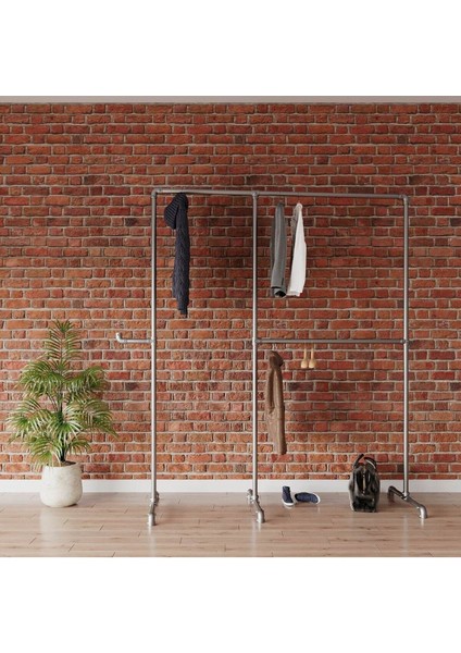 Endüstriyel Elbise Askılığı - Açık Gardrop Metal Elbise Teşhir Askısı - Butik Teşhir Rafı-47