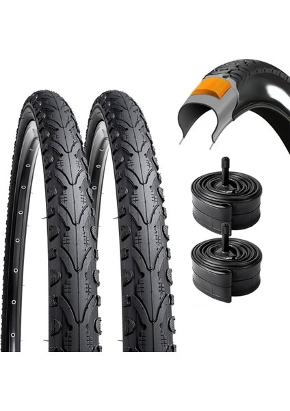 Bike And Art Black Cat 5mm Zırhlı 26X1.75 Zırhlı Dağ Bisikleti Lastiği Iç Dış Ön Arka Set