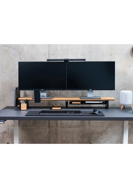 Çift Monitör Yükseltici Ahsap Stand - Monitör Standı - Monitör Desk
