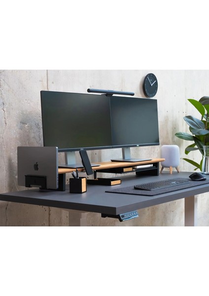 Çift Monitör Yükseltici Ahsap Stand - Monitör Standı - Monitör Desk