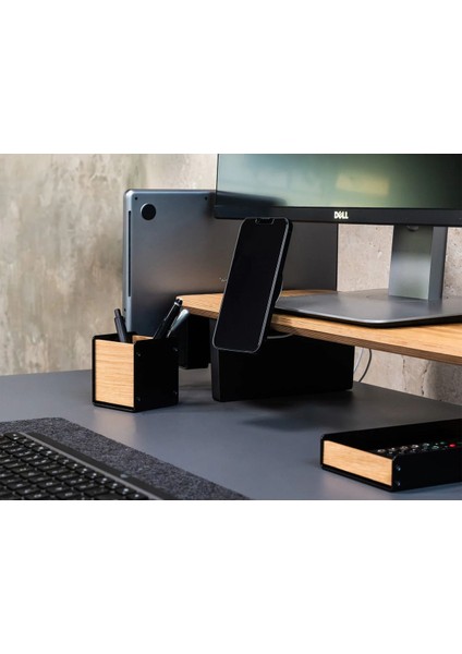 Çift Monitör Yükseltici Ahsap Stand - Monitör Standı - Monitör Desk