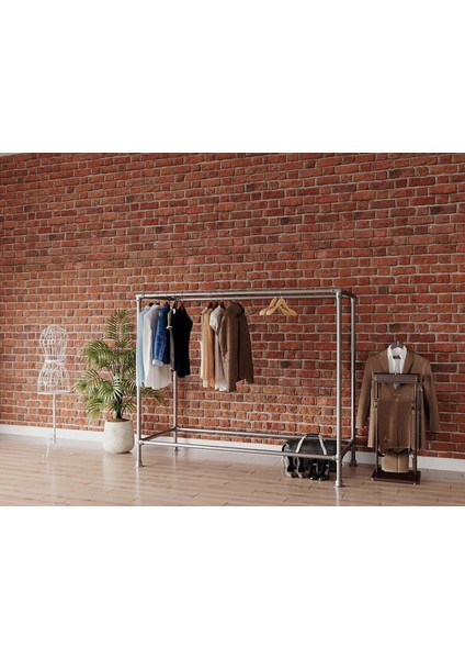 Endüstriyel Elbise Askılığı - Açık Gardrop Metal Elbise Teşhir Askısı - Butik Teşhir Rafı-35