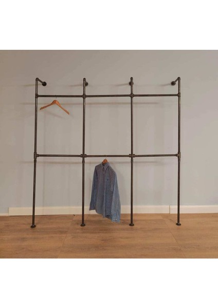 Endüstriyel Elbise Askılığı - Açık Gardrop Metal Elbise Teşhir Askısı - Butik Teşhir Rafı-16