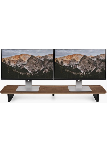 Çift Monitör Yükseltici Ahsap Stand - Monitör Standı - Monitör Desk
