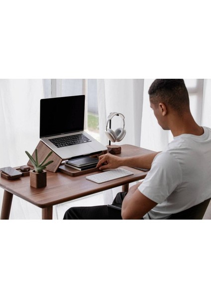 Monitör Standı - Ahşap Monitör Yükseltici - Açılı Ceviz