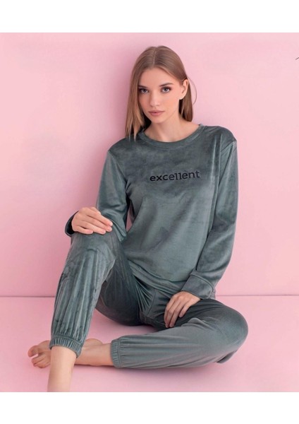 Kadın Kışlık Bisiklet Yaka Kadife Pijama Takımı 3036SY - 1 Adet fiyatları