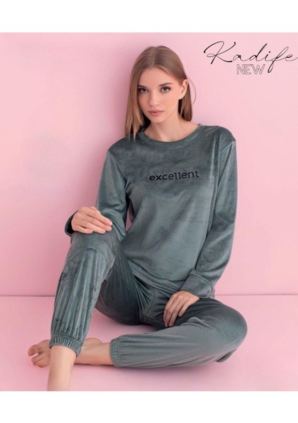 Kadın Kışlık Bisiklet Yaka Kadife Pijama Takımı 3036SY - 1 Adet modelleri