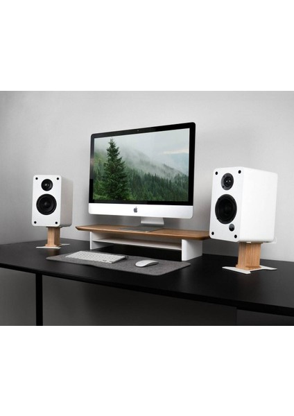Hoparlör Yükseltici Premium Metal Stand - Hoparlör Standı Beyaz