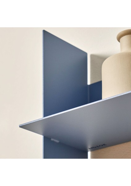 Dekoratif Metal Duvar Rafı - 60X15 - Mavi