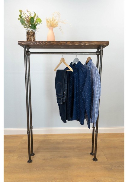 Endüstriyel Elbise Askılığı - Açık Gardrop Metal Elbise Teşhir Askısı - Butik Rafı-20