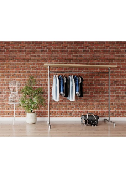 Endüstriyel Elbise Askılığı - Açık Gardrop Metal Elbise Teşhir Askısı - Butik Teşhir Rafı-5
