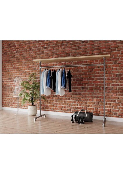 Endüstriyel Elbise Askılığı - Açık Gardrop Metal Elbise Teşhir Askısı - Butik Teşhir Rafı-5