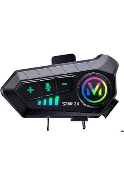 Bilişim Burada Y10 2x Motosiklet Kask Intercom Çift Eşleşme Rgb Işıklı Bluetooth Kulaklık Bt5.3