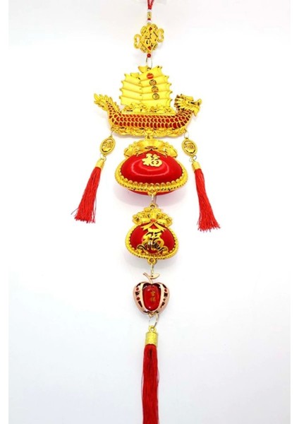 Feng Shui Ejderha Yılı Abajur Budha Buda Sokak Süsü Çin Feneri Japon Feneri Tak Koruyucu Ejderha Dragon Pagodaçift Balık