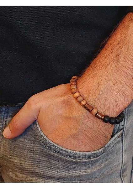 Zeytin Ağacı & Oniks Taşı 8mm Tasarım Bileklik Hawaii Model (5117) modelleri
