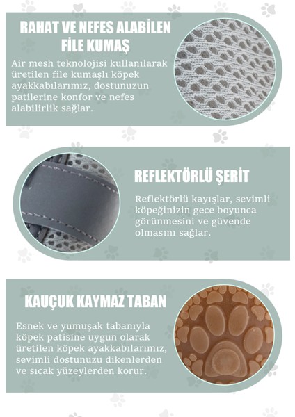 Köpek Ayakkabısı - Reflektörlü, Fermuarlı Köpek Ayakkabısı - Kaydırmaz Kauçuk Taban Köpek Ayakkabısı