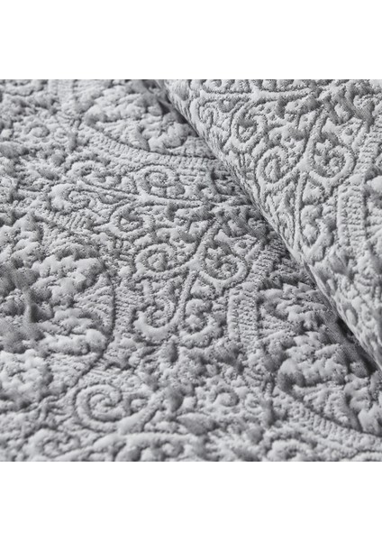 Oriental Çift Kişilik Yatak Örtüsü Set Antrasit