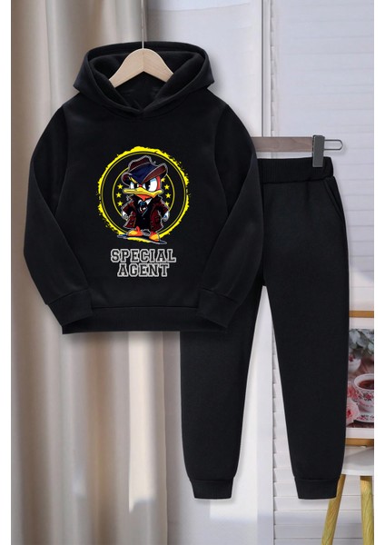 Uygun Tarz Special Agent Baskılı Erkek - Kız Rahat Eşofman Takımı