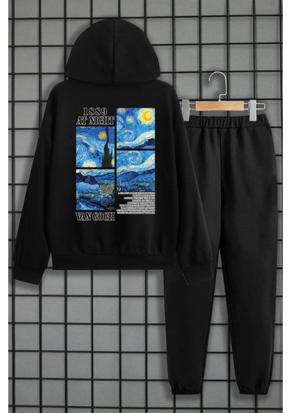 Uygun Tarz Van Gogh Baskılı Erkek - Kız Rahat Eşofman Takımı