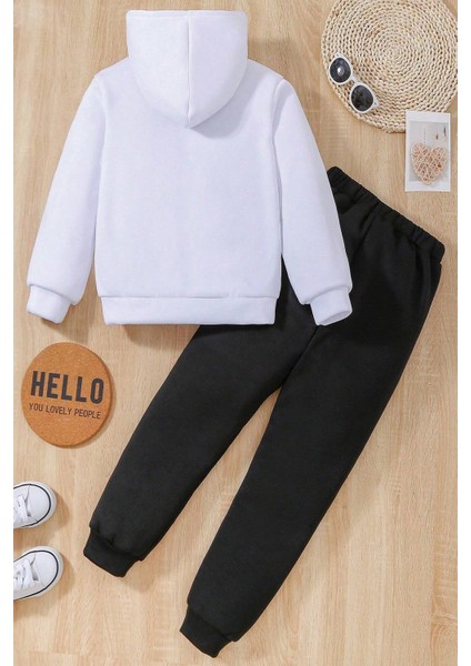 Uygun Tarz Leopar Kalp Baskılı Erkek - Kız Rahat Eşofman Takımı fiyatları