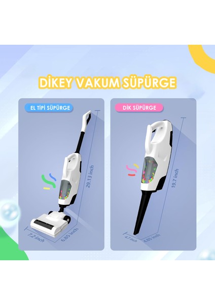 Oyuncak Elektrik Süpürgesi Hem Dikey Hem El Tipi Kullanım Sesli