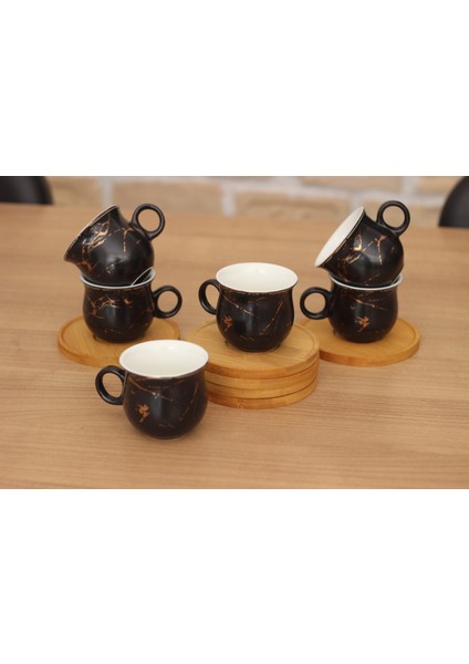 Mermer Desen 6 Kişilik Kahve Fincanı Fincan Takımı