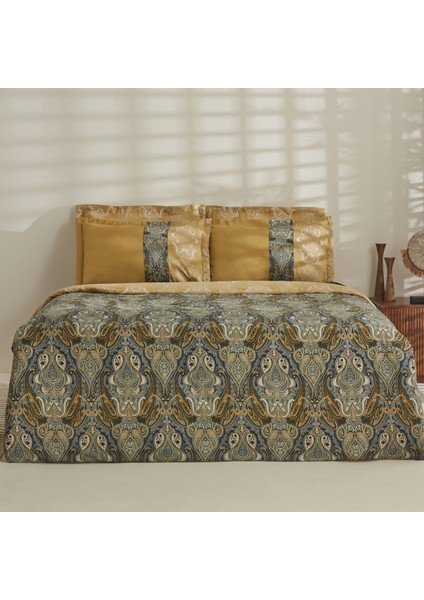 Sherie Çift Kişilik Nevresim Takımı Pamuk Saten Yeşil