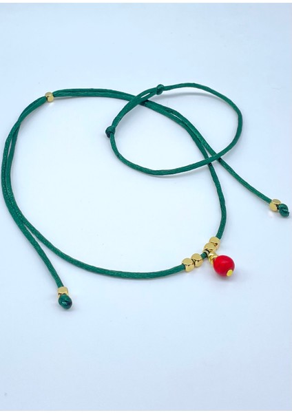 Yılbaşı Hediyelik Yeşil Ipek Floş Kolye ve Bileklik Seti