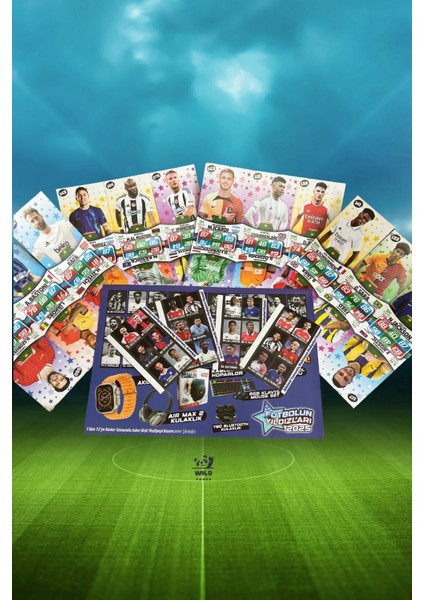 Futbolun Yıldızları 2025 (10 Kutu 60 Kart 60 Sticker 1 Adet Albüm) Oyun Kartları fırsatları
