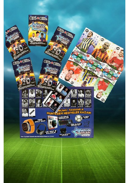 Futbolun Yıldızları 2025 ( 20 Kutu 120 Kart 120 Sticker 1 Adet Albüm) Oyun Kartları modelleri