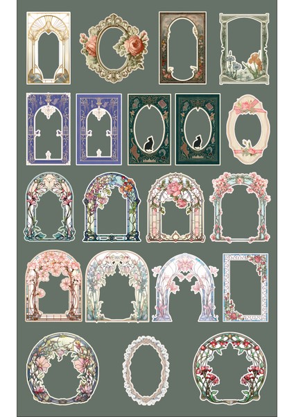 Vintage Çerçeveler -20 Adet- Journal Defter Süsleme -Etiket Kağıdı- Özel Kesim indirimleri