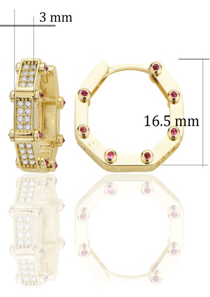 14 Ayar Altın Halka Küpe Zirkon Taşlı Kemerli Huggie Sarı Altın fiyatları