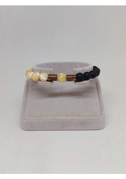 Sedef Karamel Renk & Oniks Taşı 8mm Tasarım Bileklik Hawaii Model (14365) fiyatları