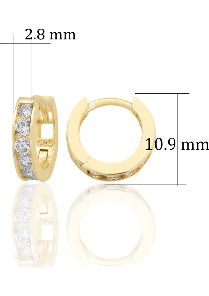 14 Ayar Altın Huggie Halka Küpe Zirkon Taşlı Sarı Altın fiyatları