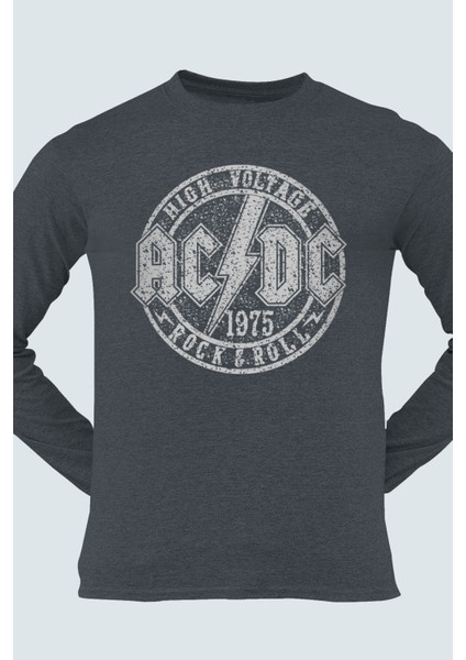 Dairede Acdc Antrasit Bisiklet Yaka Uzun Kol Erkek Tişört fiyatları