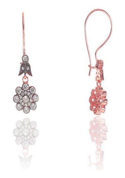 Gümüş Rose Zirkon Taşlı Elmas Montürlü Çiçek Modeli Set SGTL11338SET indirimleri