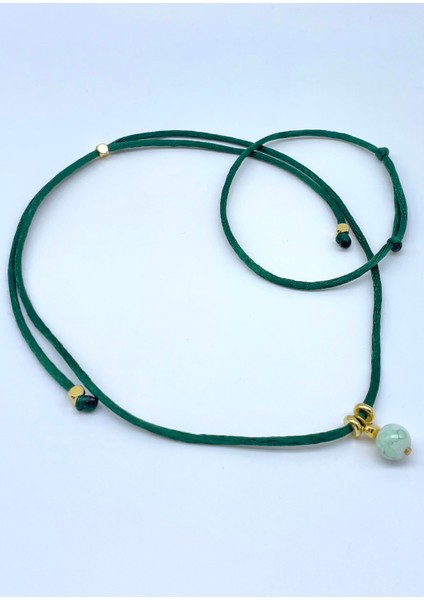 Yılbaşı Hediyelik Yeşil Ipek Floş Kolye ve Bileklik Seti