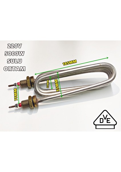 220V 5000W 205Mm Bükümlü Isıtıcı Rezistans Rekor:14Mm modelleri