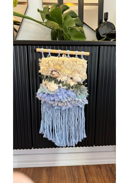 Deniz Çayırı Mavi Okaliptüs Çiçekli Deniz Kabuklu Püsküllü Bohem Doğa Esintili Ev Dekorasyonu fiyatları