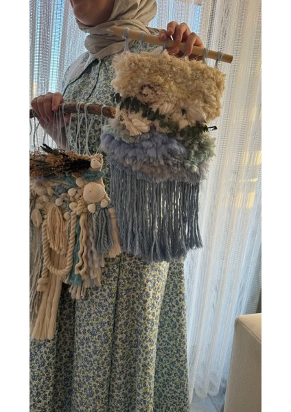 Deniz Çayırı Mavi Okaliptüs Çiçekli Deniz Kabuklu Püsküllü Bohem Doğa Esintili Ev Dekorasyonu fırsatları